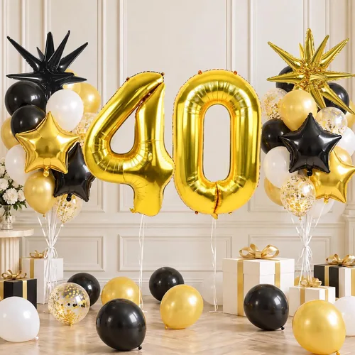 Vista 95 de TONIFUL Globo de aluminio negro de 40 pulgadas con el número 0, decoraciones de cumpleaños negro (Bk-black)