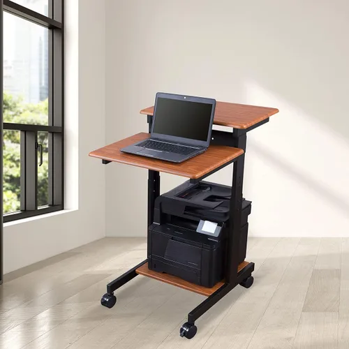 Vista 8 de Stand Up Desk Store - Estación de trabajo de dos niveles con altura ajustable y rodante, escritorio de pie