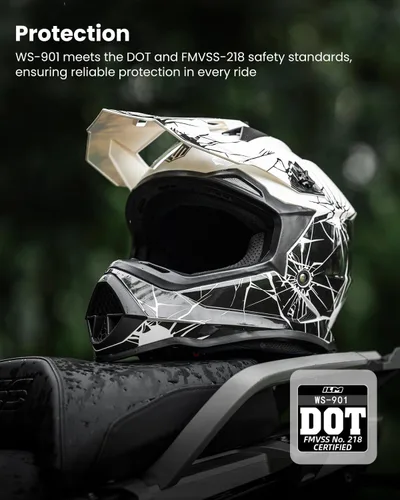 Vista 3 de ILM - Cascos para bicicleta de tierra para adultos, hombres y mujeres, para motocross, ATV, todoterreno, con gafas, guantes, máscara, modelo DOT