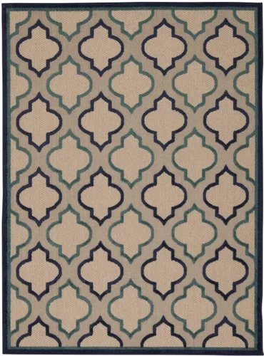 Vista 3 de Nourison Aloha - Alfombra de área para interiores y exteriores, 3 pies 6 pulgadas x 5.6 pies, tropical, botánica, fácil de limpiar, no se desprende