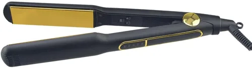 Vista 5 de Plancha de pelo profesional con placas de titanio dorado, 5 ajustes de temperatura, pantalla LCD, negro (1.5 pulgadas)