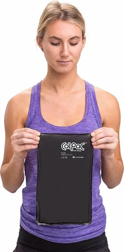 Vista 6 de Chattanooga ColPac, paquete de hielo de gel reutilizable para terapia de frío, 6.5 x 11 pulgadas, paquete de 2 unidades, poliuretano negro, con una