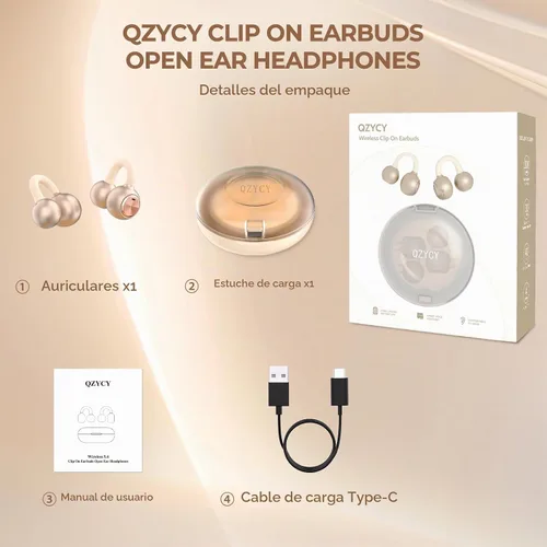 Vista 8 de Auriculares con clip de oreja abierta – Auriculares inalámbricos 5.4 con micrófono, 40 horas de reproducción, audio premium, efectos de iluminación