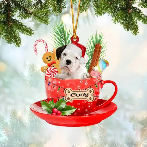 Vista 93 de NAZENTI Adorno personalizado de Alaskan Malamute en taza roja, adorno de Navidad personalizado para perros amantes de las mascotas, colgante