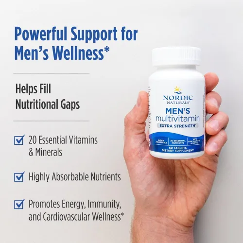 Vista 3 de Nordic Naturals Multivitamínico extra fuerte para hombres, apoyo óseo, energía y vasos sanguíneos, suplemento de inmunidad, 20 nutrientes