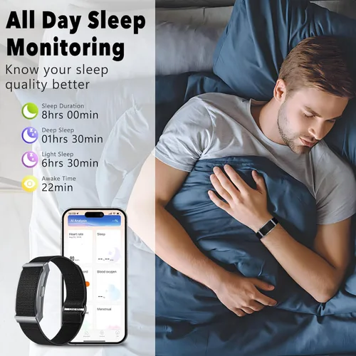 Vista 5 de Pulsera inteligente, más de 100 modos deportivos con monitor de sueño continuo de oxígeno en sangre y frecuencia cardíaca 24 horas, viene con un
