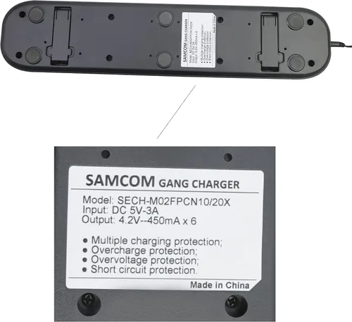 Vista 8 de SAMCOM Radios bidireccionales FPCN10A de largo alcance (FPCN10A cargador múltiple) Individual 6 Charging Dock,LED Indicators, AC/DC Adapter