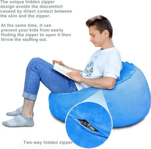 Vista 4 de Funda para silla puf, almacenamiento de animales de peluche, organizador de juguetes de felpa, funda para sillas de puf para niños, adolescentes