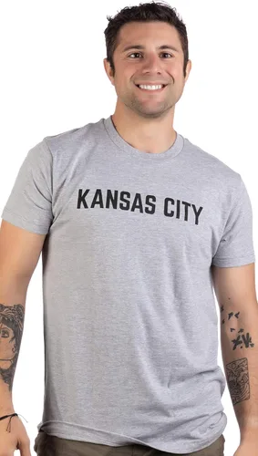 Vista 2 de Kansas City Clásico Retro City Gris Estilo Missouri MO KS River Hombres Mujeres Camiseta