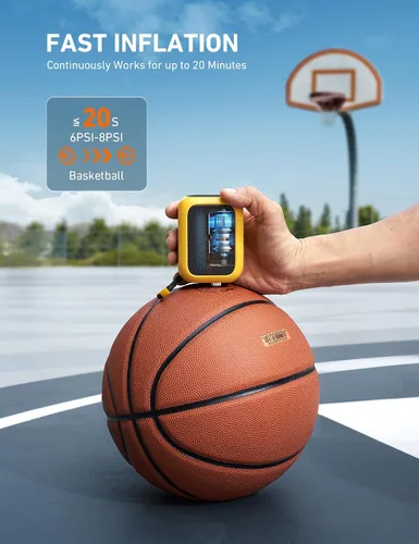 Vista 3 de AstroAI Portable Electric Ball Pump - Ultra Fast Inflation, with Digital LCD Display, Preset Pressure with Ball Needle for Basketball, Soccer, and