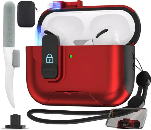 Vista 35 de Maxjoy Funda protectora para AirPods Pro 3 con kit de limpieza, funda rígida militar con bloqueo que absorbe los golpes, azul oscuro