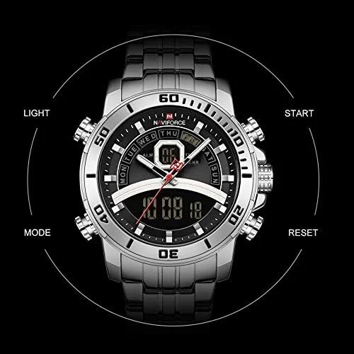 Vista 6 de Moda marca de lujo acero inoxidable reloj cuarzo relojes cronógrafo impermeable Relogio Masculino