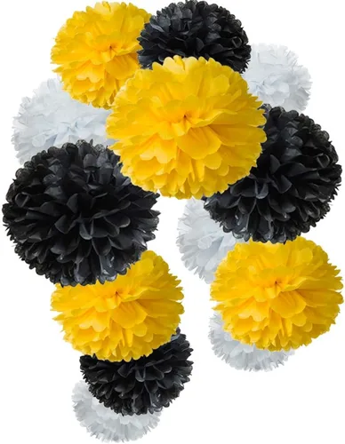 Vista 33 de Pompones de papel negro para fiestas (12 unidades)