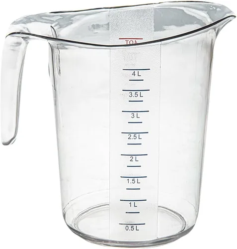 Vista 10 de Restaurantware-Chef 101 - Tarro medidor de 4 cuartos de galón, 1 vaso de medición duradero, unidades métricas e imperiales, boquilla en forma de V