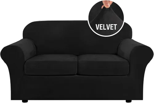 Vista 10 de H.VERSAILTEX - Funda elástica para sofá de 2 piezas, funda protectora de terciopelo, suave, con parte inferior elástica, con un ancho de hasta 49