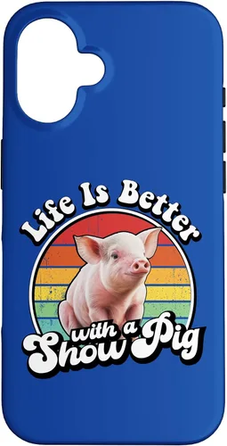 Vista 32 de Mens Womens Retro Vintage Life is Better Cute Show Pig Lover Case for iPhone 17