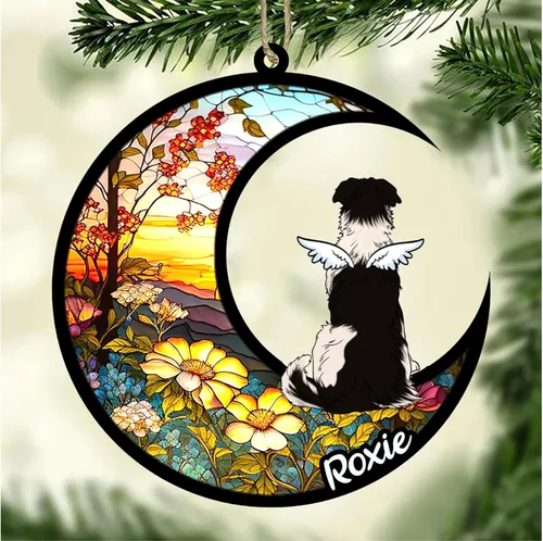 Vista 491 de LOVELYPOD Adorno de Navidad personalizado para perro Basset Hound (marrón) Basset Hound (marrón) adorno para atrapasoles de perro, razas de perros
