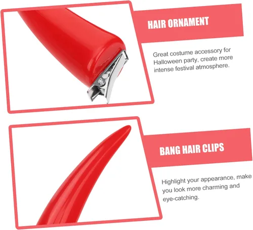 Vista 4 de 8 clips de cuernos para disfraz, pasador de diablo puntiagudo rojo para mascarada, cosplay, vestido divertido, decorativo, gótico, fiesta