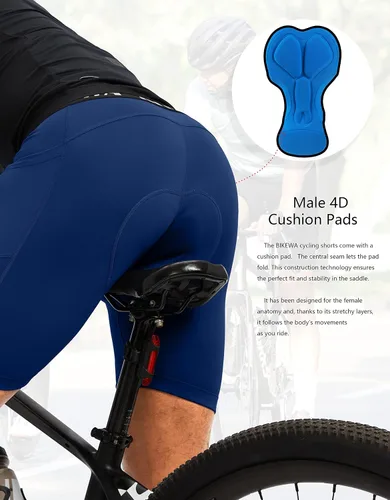 Vista 4 de Bikewa Ropa interior de ciclismo para hombre, con acolchado 3D, con bolsillos laterales