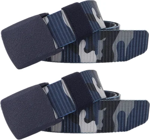 Vista 7 de Cinturón para hombre, cinturón táctico militar de nailon con hebilla sin metal, paquete de 2