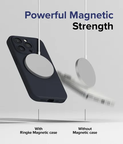 Vista 4 de Ringke - Funda para iPhone 15 Pro (silicona magnética azul profundo)