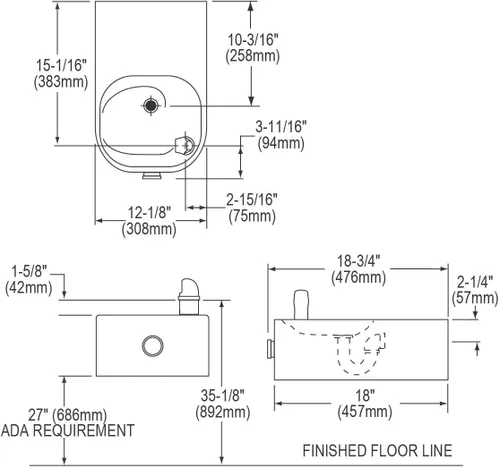 Vista 2 de Elkay EDFP214C Fuente, 6.50 x 18.75 x 12.13 pulgadas, acero inoxidable