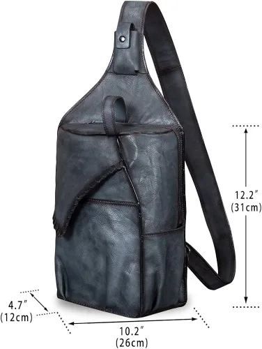 Vista 4 de Bolso de la honda de cuero genuino para los hombres Vintage hecho a mano Crossbody Casual Daypack hombro Satchel