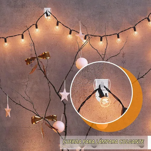Vista 3 de Jetec - Mini clips de luz transparentes para interiores, 100 clips+100 Mini ganchos de pared decorativos de Navidad para Halloween, Navidad, hogar