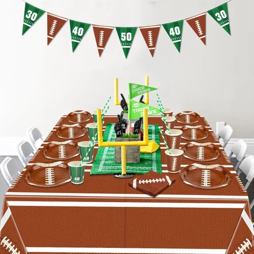 Vista 5 de 100 piezas de decoración de fútbol – vasos de papel de 9 onzas para fiestas deportivas, día de juego de fanáticos, suministros temáticos de fiesta