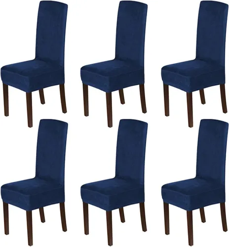 Vista 16 de Fundas elásticas de terciopelo para sillas de comedor, suaves, extraíbles y de comedor, color negro, 2