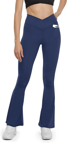 Vista 54 de HEGALY Pantalones de yoga acampanados para mujer, leggings cruzados, suaves, de cintura alta, pantalones casuales de entrenamiento con corte de bota