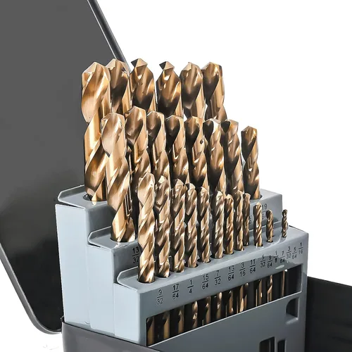 Vista 8 de Juego de brocas de cobalto M35 5% de 115 piezas (1/16"-1/2", A-Z, 1-60), brocas de trabajo con vástago recto, brocas de metal HSS con torsión