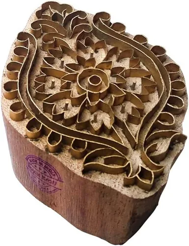 Vista 29 de Sello de Arcilla de Madera con Patrón de Loto de Latón para Impresión Rural BSCtag001