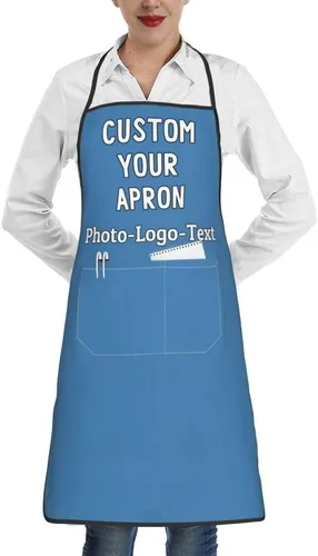 Vista 10 de Delantales personalizados para adultos, delantal personalizado con logotipo de foto, delantal impermeable con 2 bolsillos