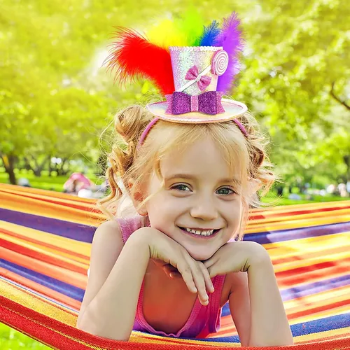 Vista 5 de Sweet Mini Top Hat Diadema con plumas multicolor