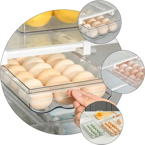 Vista 9 de SOLUSTRE Cajones de almacenamiento para refrigerador, cajones de almacenamiento de huevos, contenedores de alimentos frescos para congelador