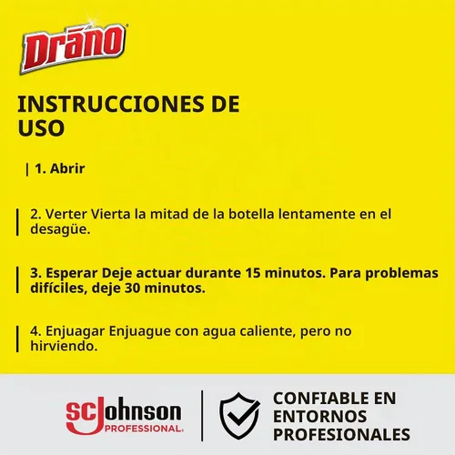 Vista 7 de Drano Removedor de obstrucciones líquido, transparente, 32 onzas líquidas, paquete de 12