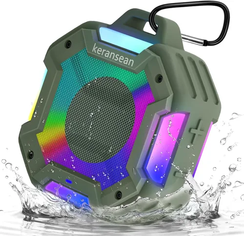 Vista 11 de Altavoz Bluetooth para Ducha, Altavoces Bluetooth Portátiles IPX7 Impermeables para Ducha Inalámbricos, Altavoz al Aire Libre con Luces