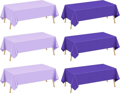Vista 53 de Mantel rectangular de la serie azul y verde, 4 piezas, 54 x 72 pulgadas, color sólido, impermeable y a prueba de derrames, mantel de plástico