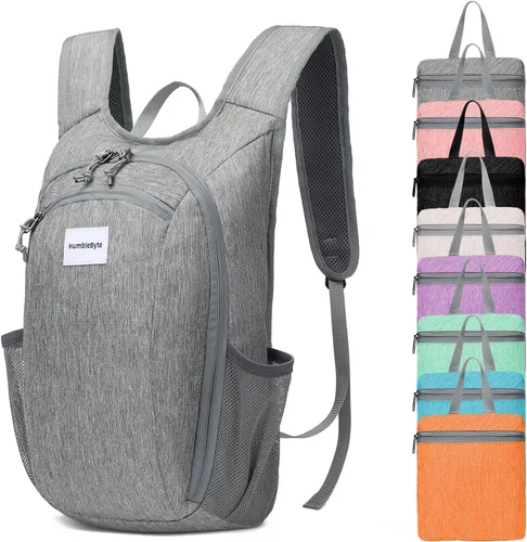 Vista 7 de Mochila ligera plegable de 10L – Mochila de viaje plegable para senderismo, ciclismo y uso diario – Bolsa de viaje resistente al agua con diseño
