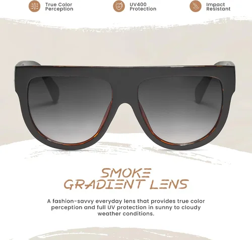 Vista 30 de Gafas de sol de gran tamaño con parte superior plana para mujer, diseño cuadrado grande, retro, gafas de sol