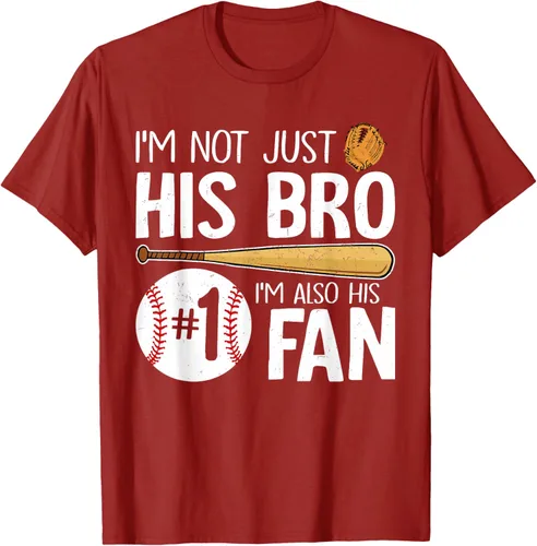 Vista 74 de Camiseta Baseball Brother I'm Not Just His Bro I'm His Number One Fan, Negro