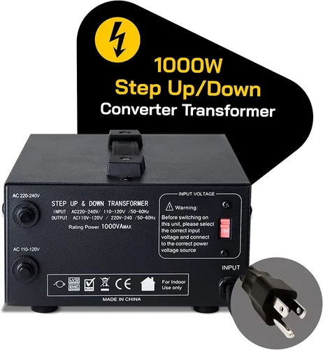 Vista 2 de Transformador de voltaje para aumentar o disminuir la tensión. 110 v/220 v, circuito de bloqueo de protección, de la marca ELC