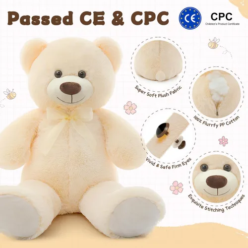 Vista 7 de MorisMos Oso de Peluche Gigante Animal de Peluche 3 pies, 36 pulgadas, Oso de Peluche Grande para Decoración de Baby Shower, Animal de Peluche
