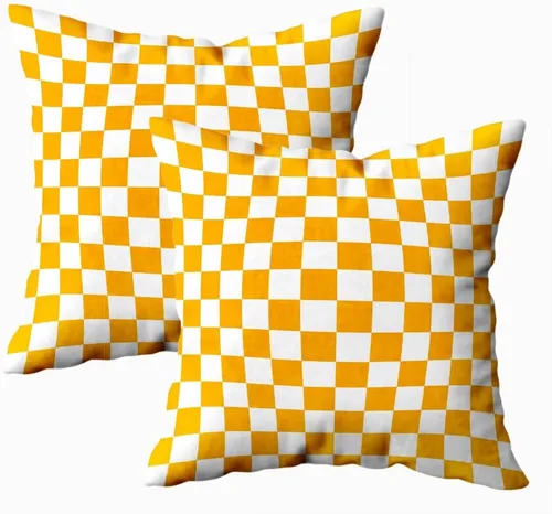 Vista 5 de Fundas de almohada decorativas de 16 x 16 pulgadas, patrón blanco y negro de tablero de ajedrez para sofá, fundas de cojín de granja para decoración