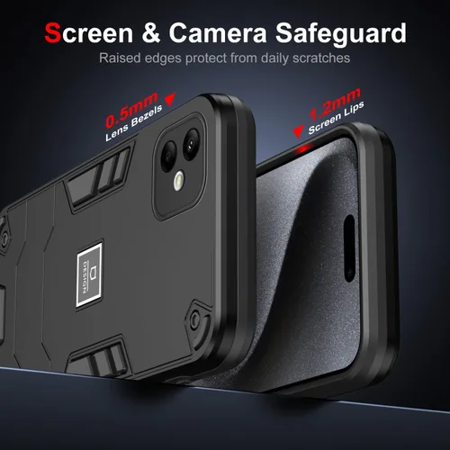 Vista 4 de Funda compatible con Redmi A1, compatible con Redmi A2 2 en 1 [PC dura + TPU], funda de teléfono negra