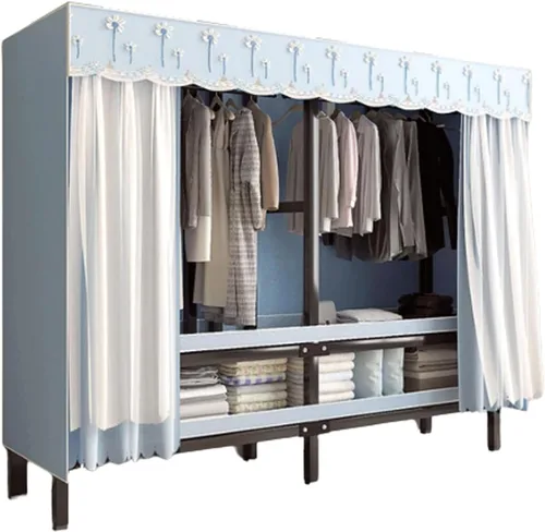 Vista 12 de Armarios grandes plegables de 0.984 in/1 pulgada de tubo de acero para ropa, estantes de almacenamiento para dormitorio, armario grande portátil