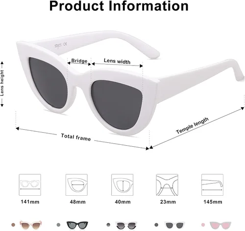Vista 5 de SOJOS Retro Small Vintage Cateye Sunglasses for Women Cute Fashion UV400 Sunnies SJ2939