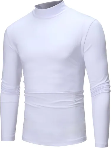 Vista 8 de Shirts for Men Slim Fit Long Sleeve Solid Underwear Shirt Causal Fashion High-Neck Fall Winter Loose Pullover Top