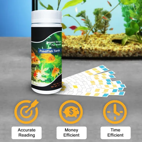 Vista 3 de JOR Tiras de prueba de agua para acuario, compatibles con piscinas, tanques de peces de agua dulce y salada, detectan pH, cloro, carbonato, dureza